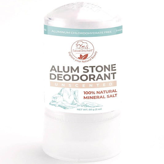 Natural Elephant Alum Stone Deodorant Stick 60g (2 oz) Natural Unscented Aluminum Free Salt Stone for Men and Women - Concordia Style Boutique