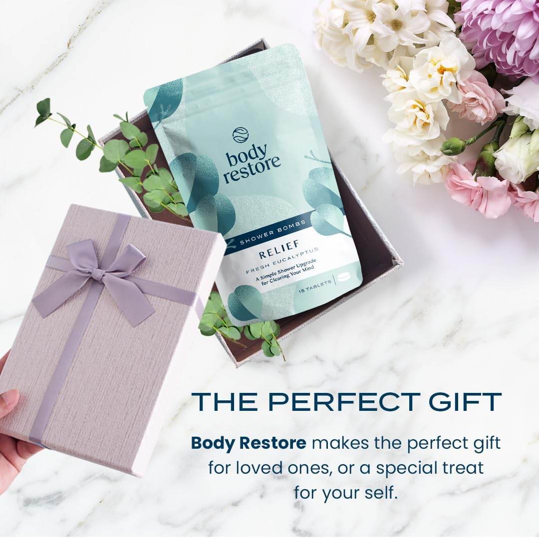 Shower Steamers Aromatherapy 15 Count - Christmas Gifts Stocking Stuffers, Relaxation Birthday Gifts for Women and Men, Stress Relief and Luxury Self Care, Eucalyptus Shower Bath Bombs - BodyRestore - Concordia Style Boutique