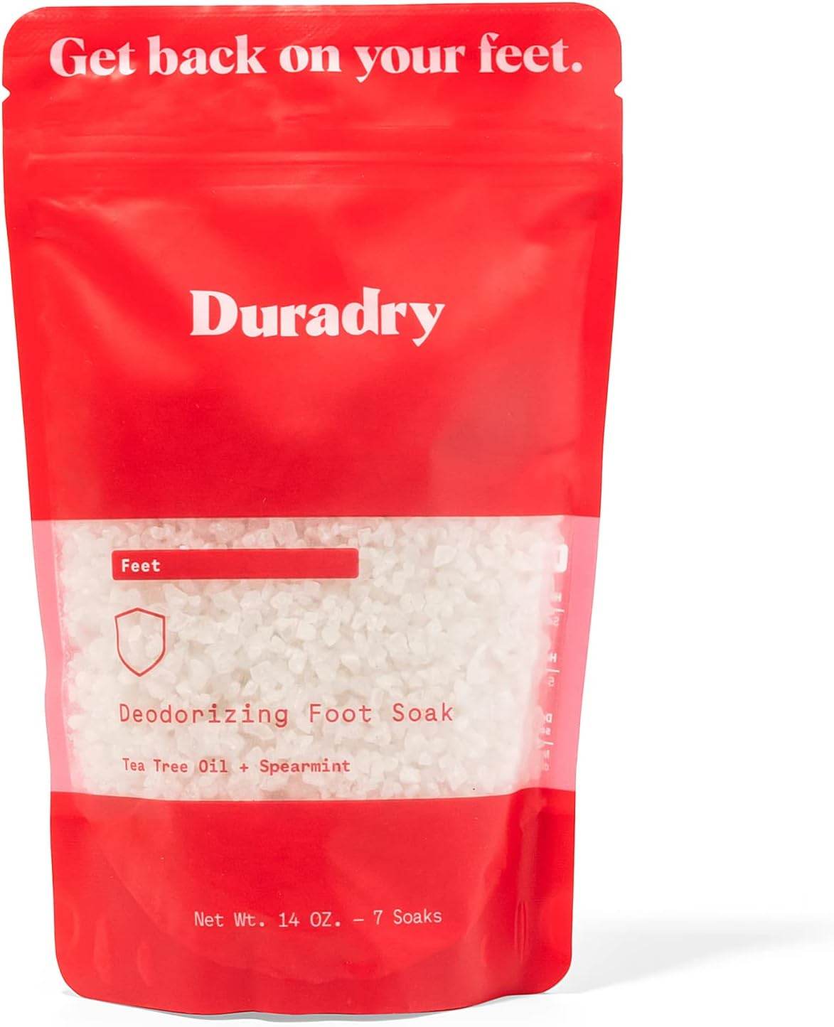 Duradry Foot Soak - Deodorizing Dead Sea Salt for Soaking, All-Natural Foot Bath Salts, Vegan, Cruelty-Free, Colorant-Free, Up to 7 Soaks, Tea Tree Oil & Spearmint - 14 Oz - Concordia Style Boutique