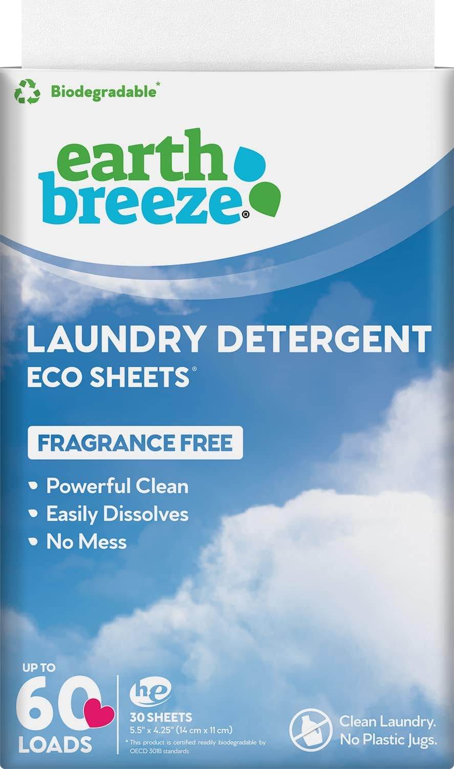 Earth Breeze Laundry Detergent Sheets - Fresh Scent - No Plastic Jug (60 Loads) 30 Sheets, Liquidless Technology… - Concordia Style Boutique