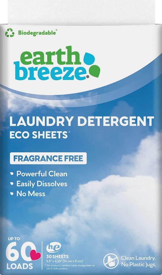 Earth Breeze Laundry Detergent Sheets - Fresh Scent - No Plastic Jug (60 Loads) 30 Sheets, Liquidless Technology… - Concordia Style Boutique