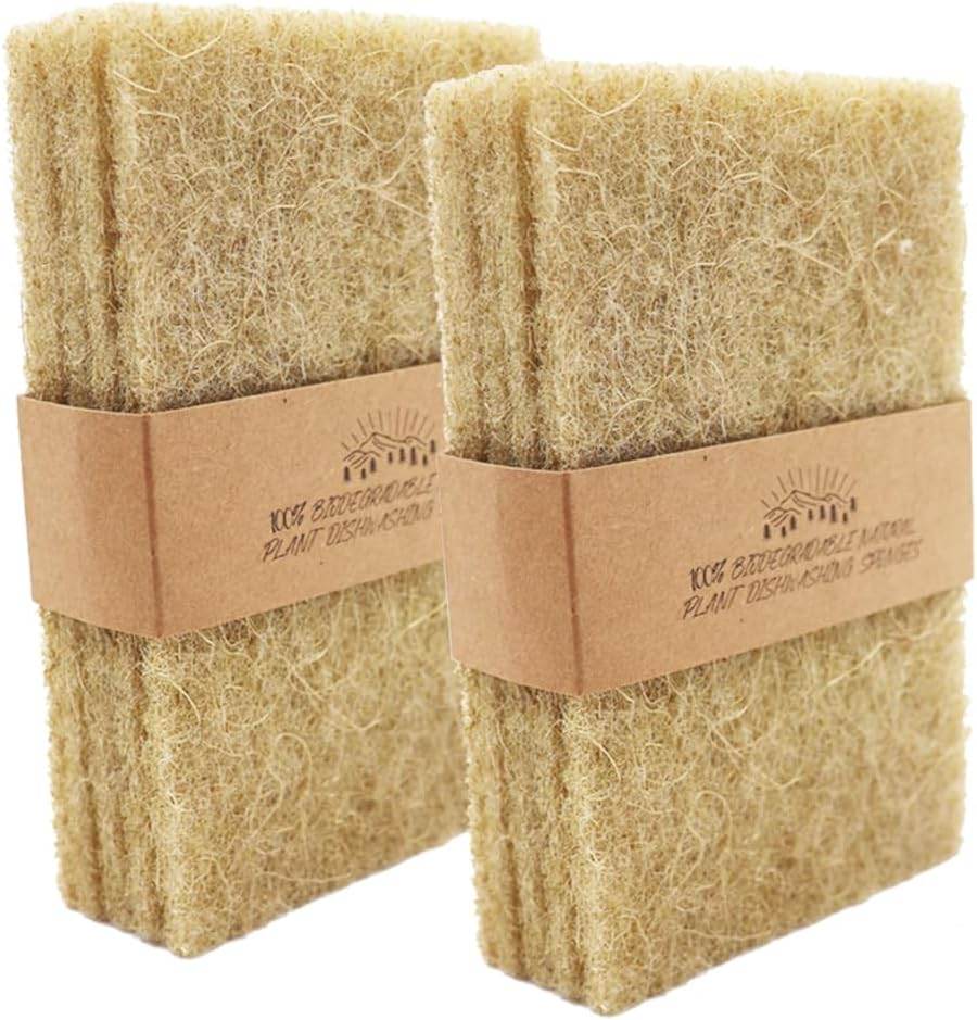 Natural Scouring Pads 10 Pack- Dish Scrubber Non-Scratch Sisal Cleaning Scrub Pads, Eco-Friendly Glass Coconut Fiber Kitchen Scrubbers for Pans and Pots, Compostable, Biodegradable (10 Pack) - Concordia Style Boutique