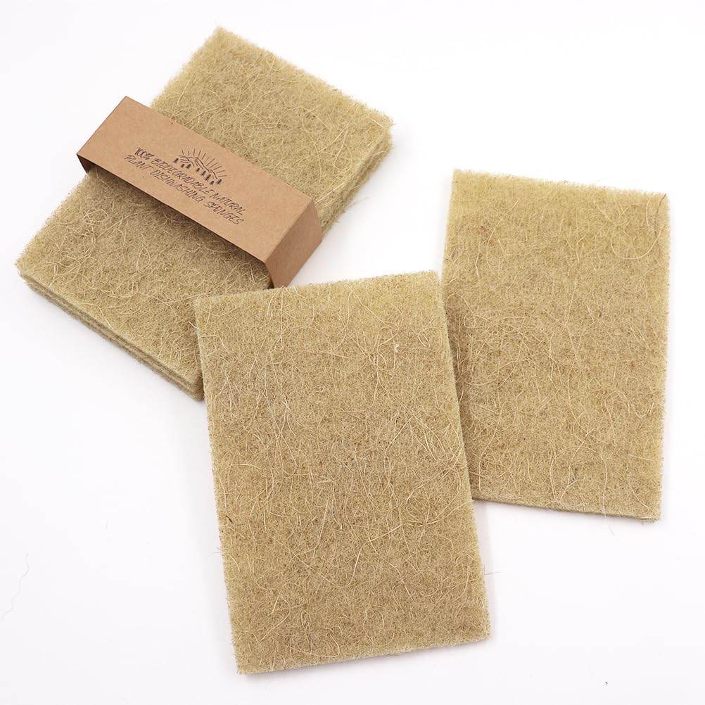 Natural Scouring Pads 10 Pack- Dish Scrubber Non-Scratch Sisal Cleaning Scrub Pads, Eco-Friendly Glass Coconut Fiber Kitchen Scrubbers for Pans and Pots, Compostable, Biodegradable (10 Pack) - Concordia Style Boutique
