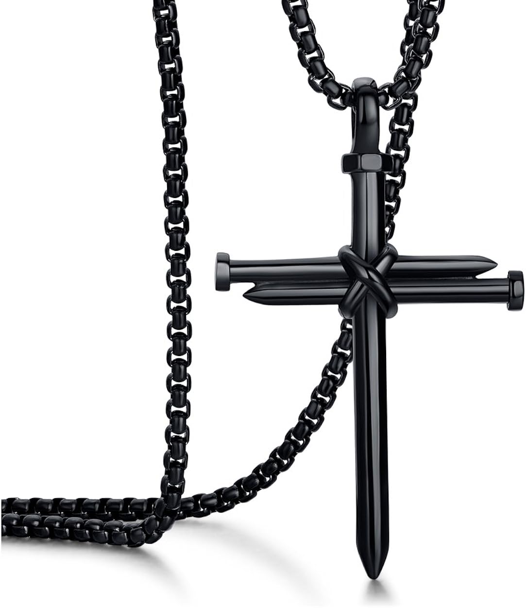 Rehoboth Men's Stainless Steel Nail Cross Pendant Necklace with 24 Inch Chain Polished Black Gold Silver - Premium Jewelry from Concordia Style Boutique - Just $18.35! Shop now at Concordia Style Boutique