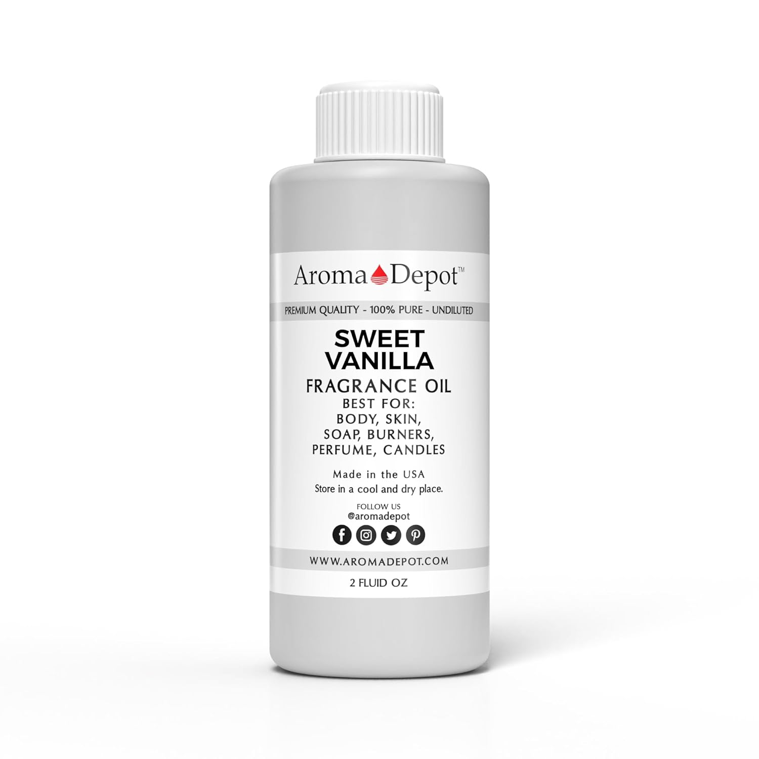 Sweet Vanilla Unisex Perfume/Body Oil Our Interpretation, Premium Quality Uncut Fragrance Oil - Aroma Depot 2 oz / 2 Ounces - Concordia Style Boutique