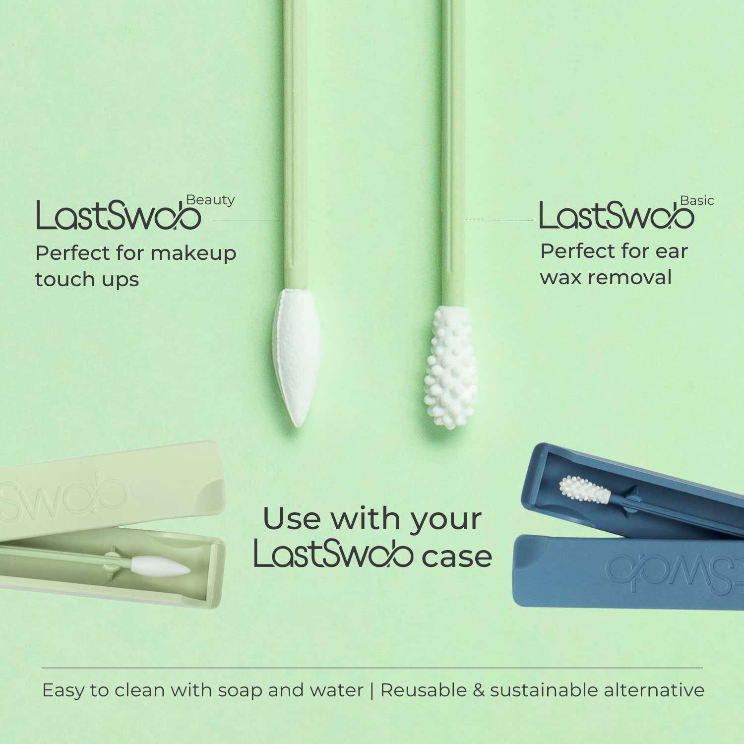LastSwab® Reusable Cotton Swabs for Ear Cleaning - The Sustainable and Sanitary Alternative to Single-Use Q Tips - Zero Waste and Easy to Clean - Comes with a Convenient Travel Case Holder - Black - Concordia Style Boutique
