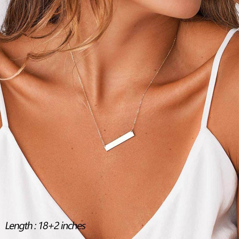 Turandoss Dainty Layered Choker Necklace, Handmade 14K Gold Plated Y Pendant Necklace Multilayer Bar Disc Necklace Adjustable Layering Choker Necklaces for Women - Concordia Style Boutique
