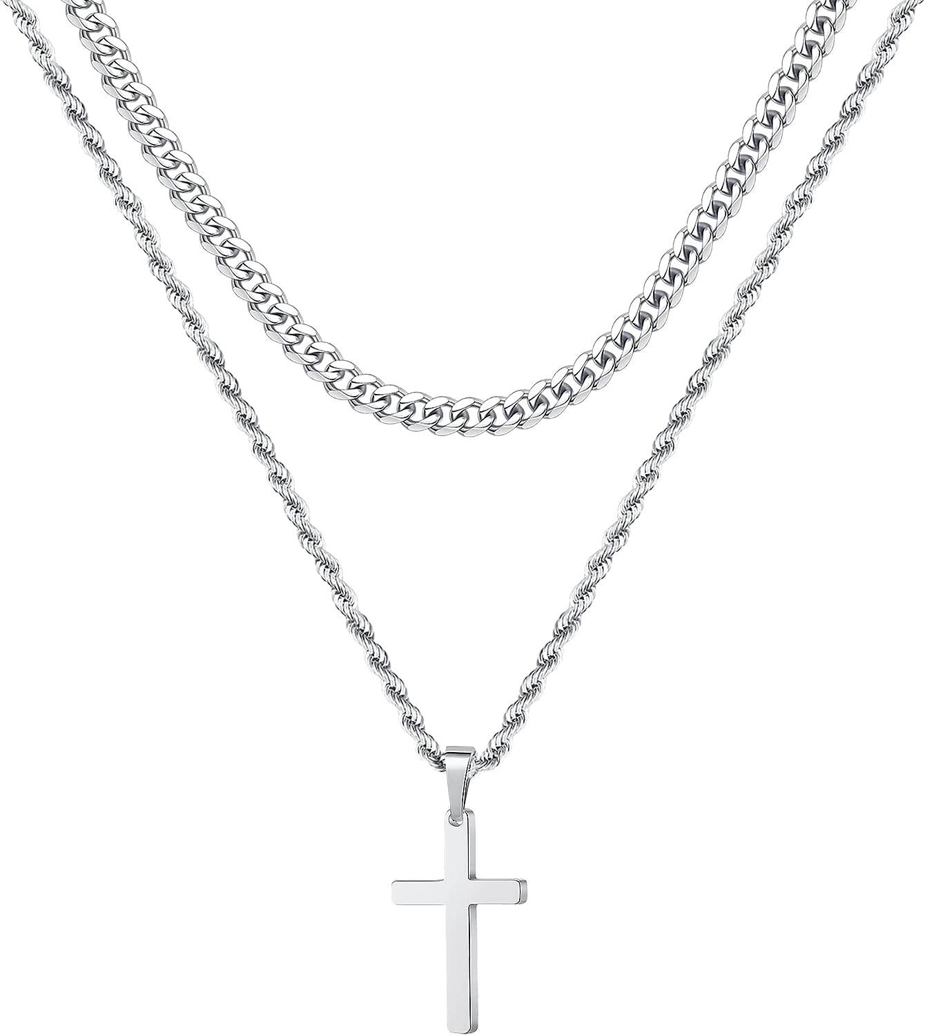 Cross Necklace for Men - Gold/ Black/ Silver Unisex Cross Necklaces - Stainless Steel - Concordia Style Boutique