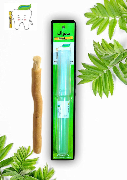 Miswak Sticks for Teeth | Sewak Natural Toothbrush | Siwak Organic Wooden Tooth Brush Oral Teeth Whitener with Holder | Vacuum Sealed مسواك by GENDA (1 Pack) - Concordia Style Boutique