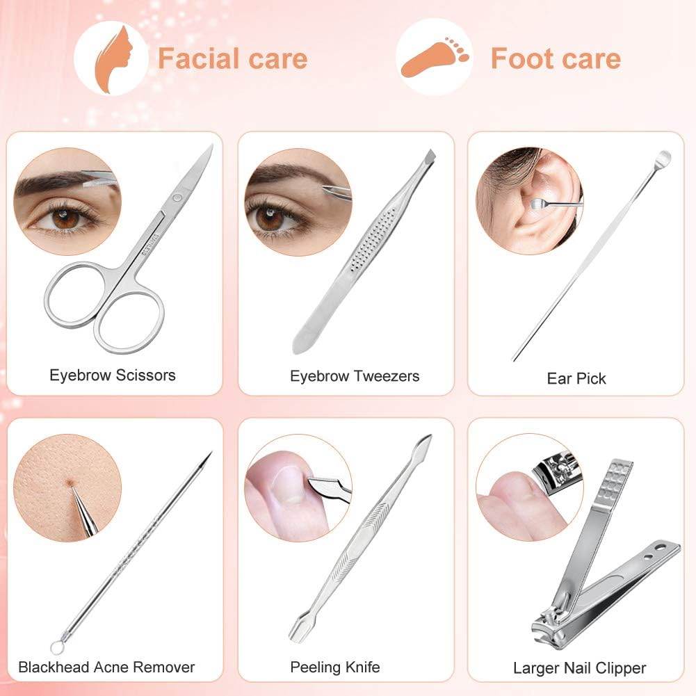 Manicure Set Professional Nail Clippers Set, 12Pcs Manicure Kit Stainless Steel Nail Kit for Women, Pedicure Set Nail Grooming Kit with Travel Case(Rose Gold) - Concordia Style Boutique