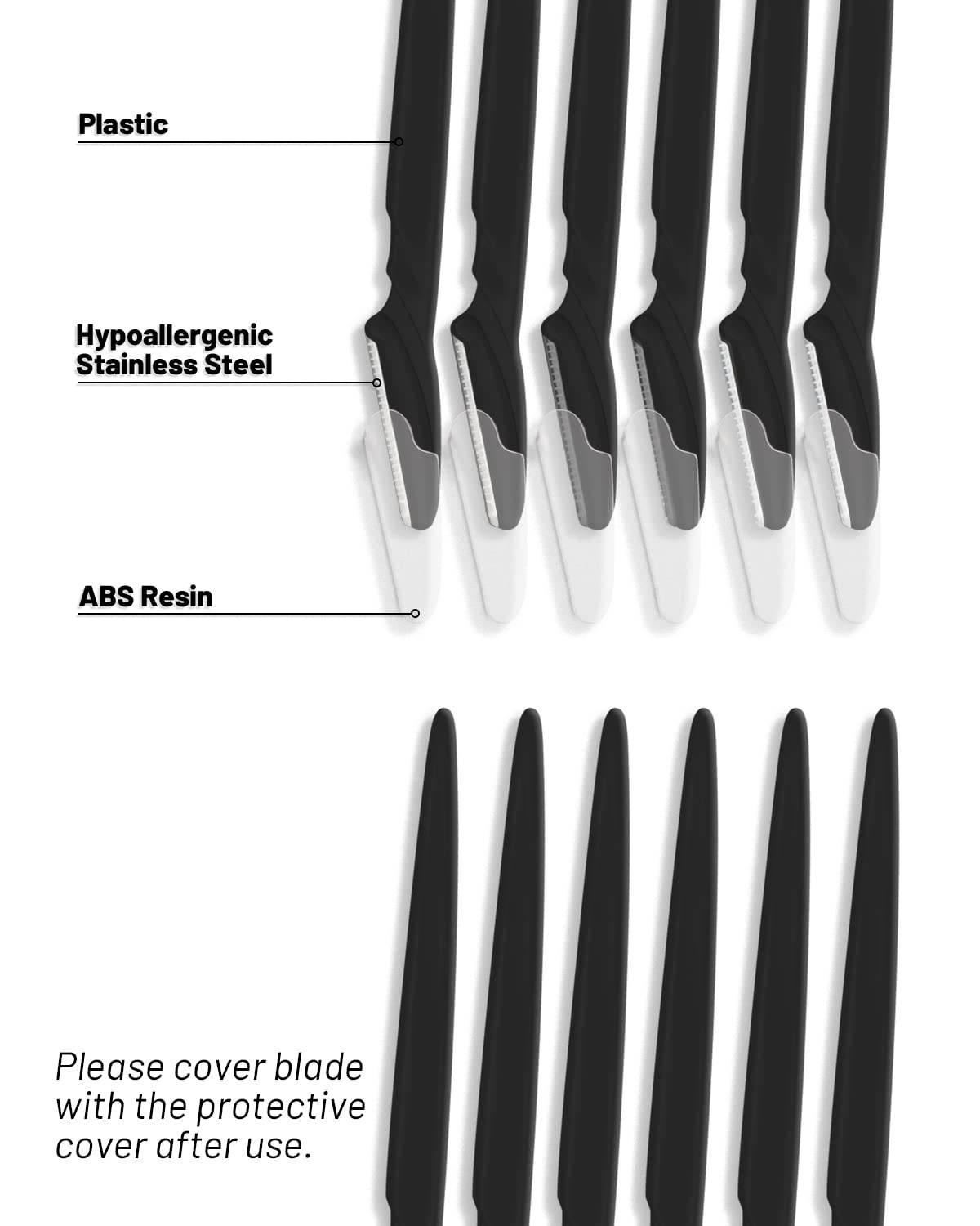 Eyebrow Razor for Women, 30 Pcs Dermaplane Razor for Women Face, Multipurpose Black Face Razors for Women and Men by MoHern - Concordia Style Boutique