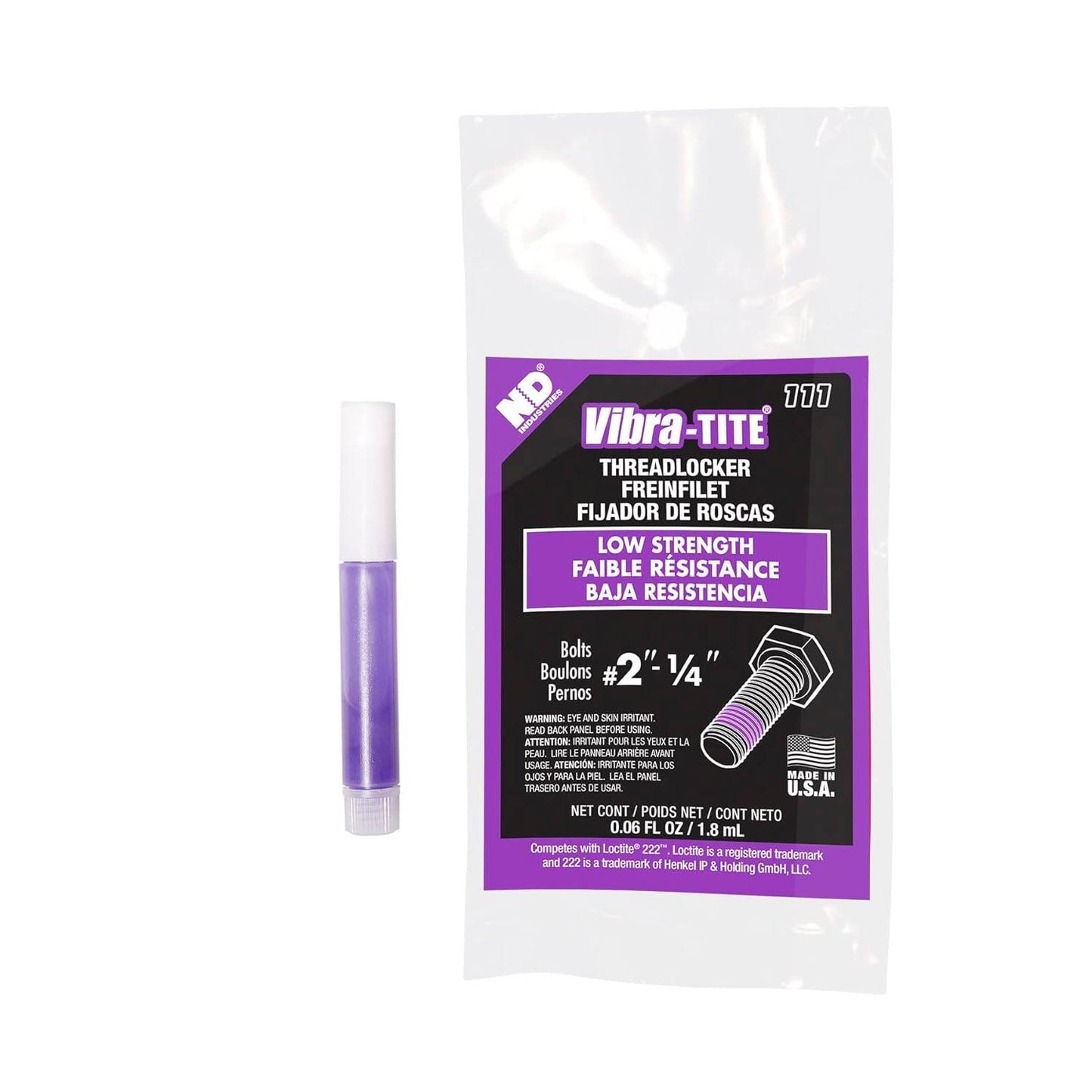 Vibra-TITE - 11102 111 Low Strength Removable Anaerobic Threadlocker, 2ml Bullet Tube, Purple - Concordia Style Boutique