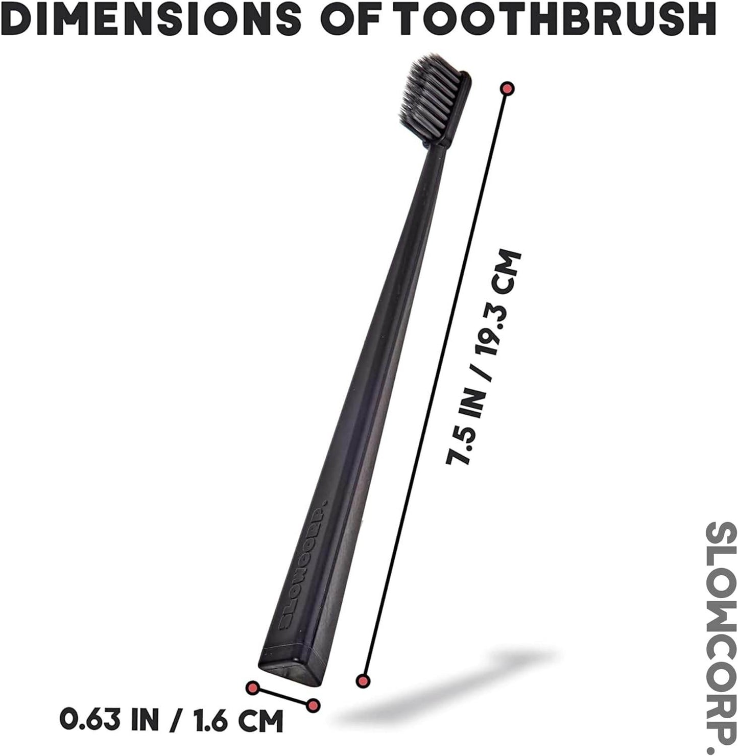 Soft Charcoal Bristle Toothbrush, Free-Standing Base for Kids and Adults, BPA-Free, Natural Teeth Whitening Dental Care, Vegan Certified (Black) - Concordia Style Boutique