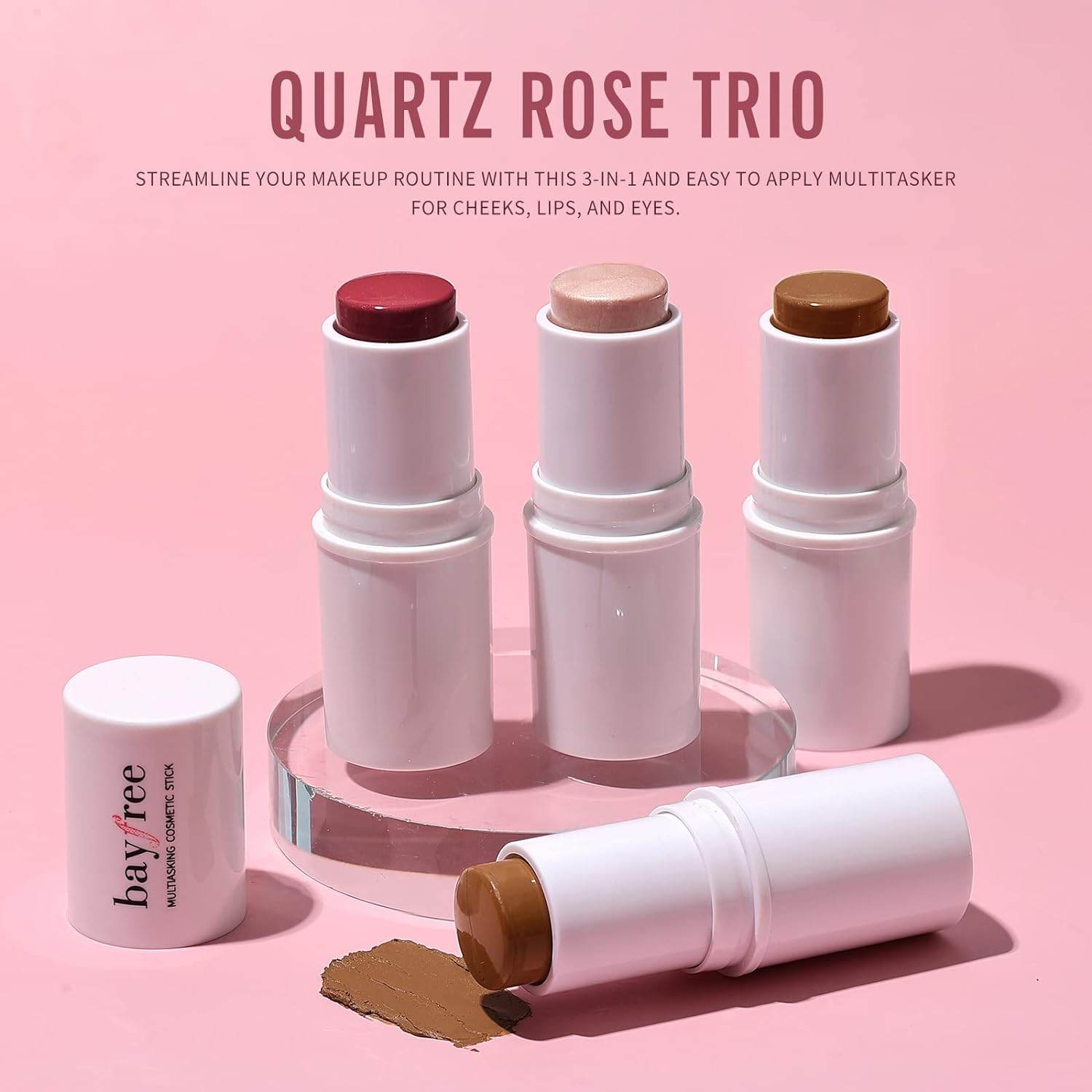 Multi Stick Trio Face Makeup, Cream Blush Stick for Cheeks & Lips, Contour Stick & Highlighter Makeup Sticks for All Skin - Concordia Style Boutique