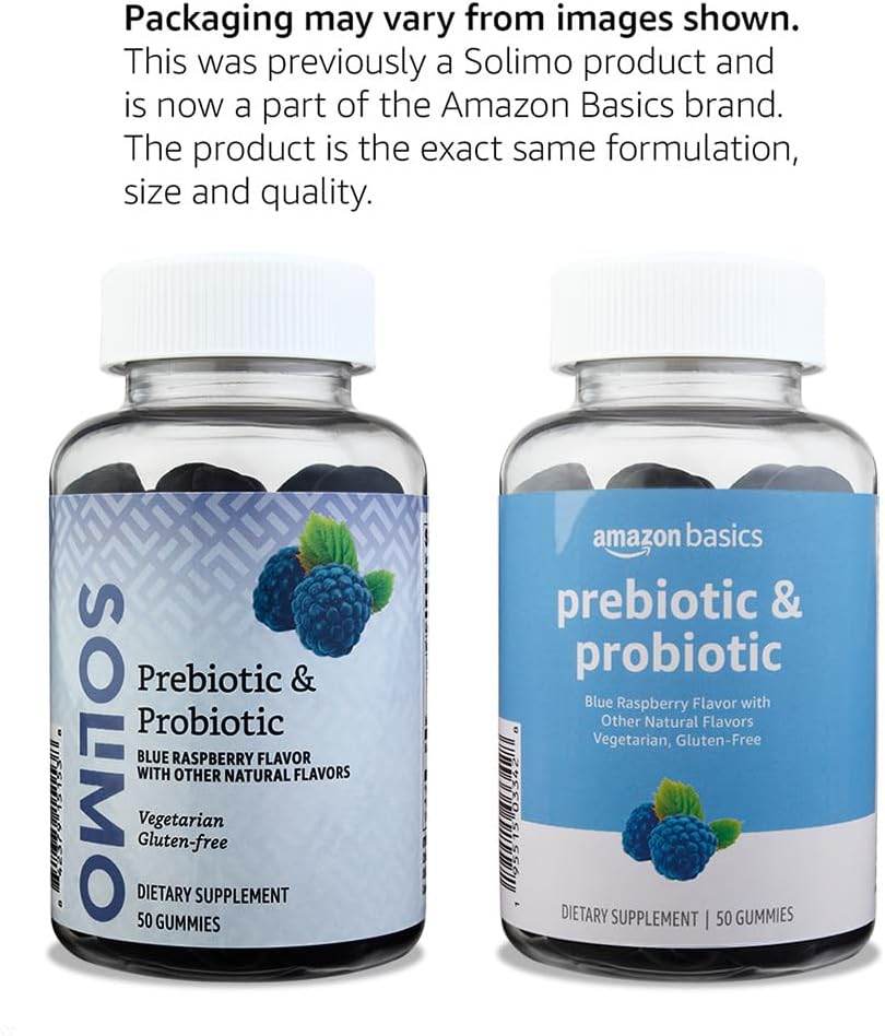 Amazon Basics Prebiotic & Probiotic Gummies, 2 Billion CFU, Blue Raspberry, 50 Count (2 per Serving) (Previously Solimo) - Concordia Style Boutique