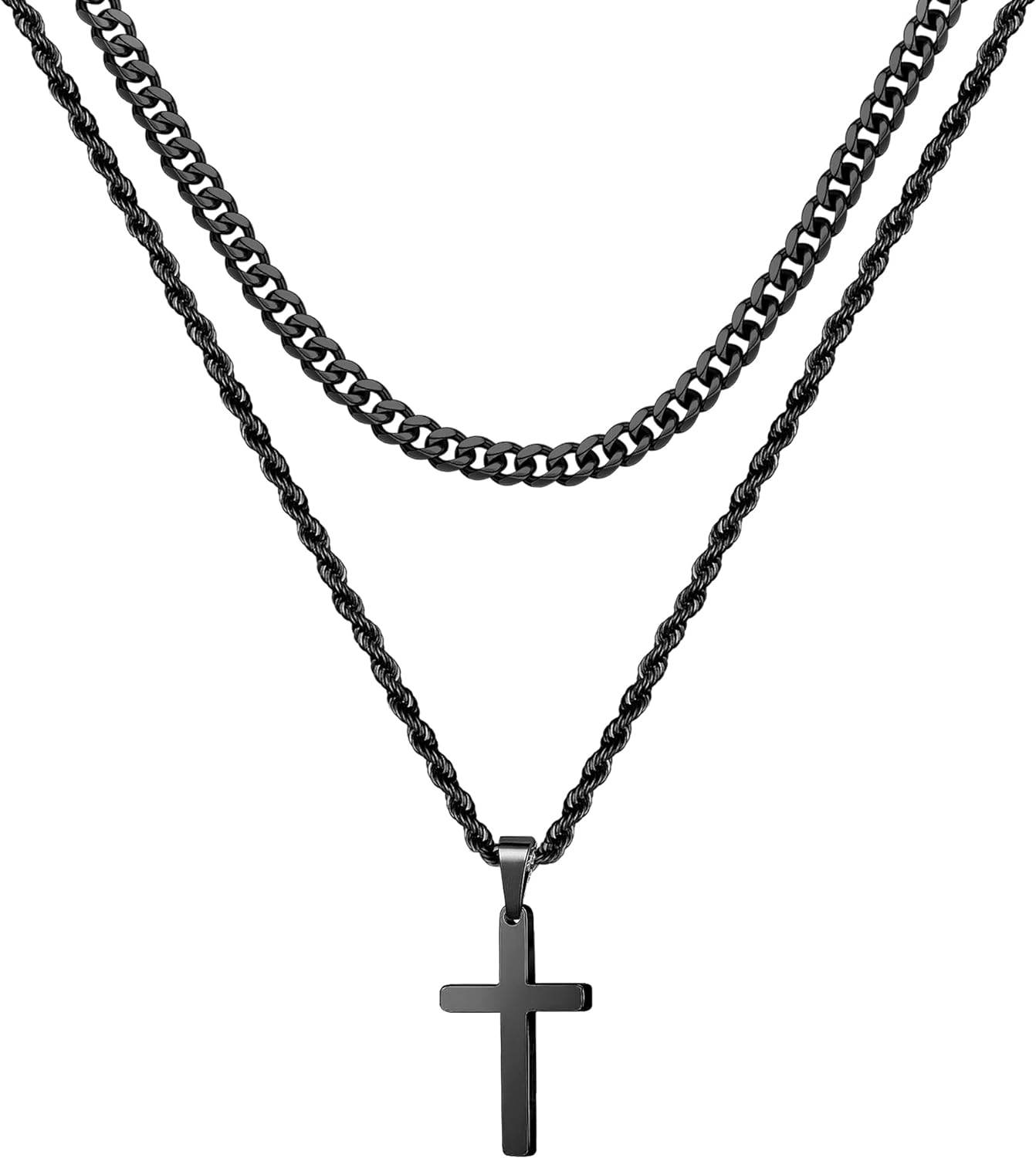 Cross Necklace for Men - Gold/ Black/ Silver Unisex Cross Necklaces - Stainless Steel - Concordia Style Boutique