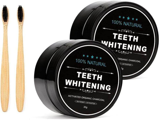 Teeth Whitening Charcoal Powder + Bamboo Brush Oral Care Set, WUBLSYAN Natural Activated Charcoal Teeth Whitener Powder, No Hurt on Enamel or Gum - Concordia Style Boutique