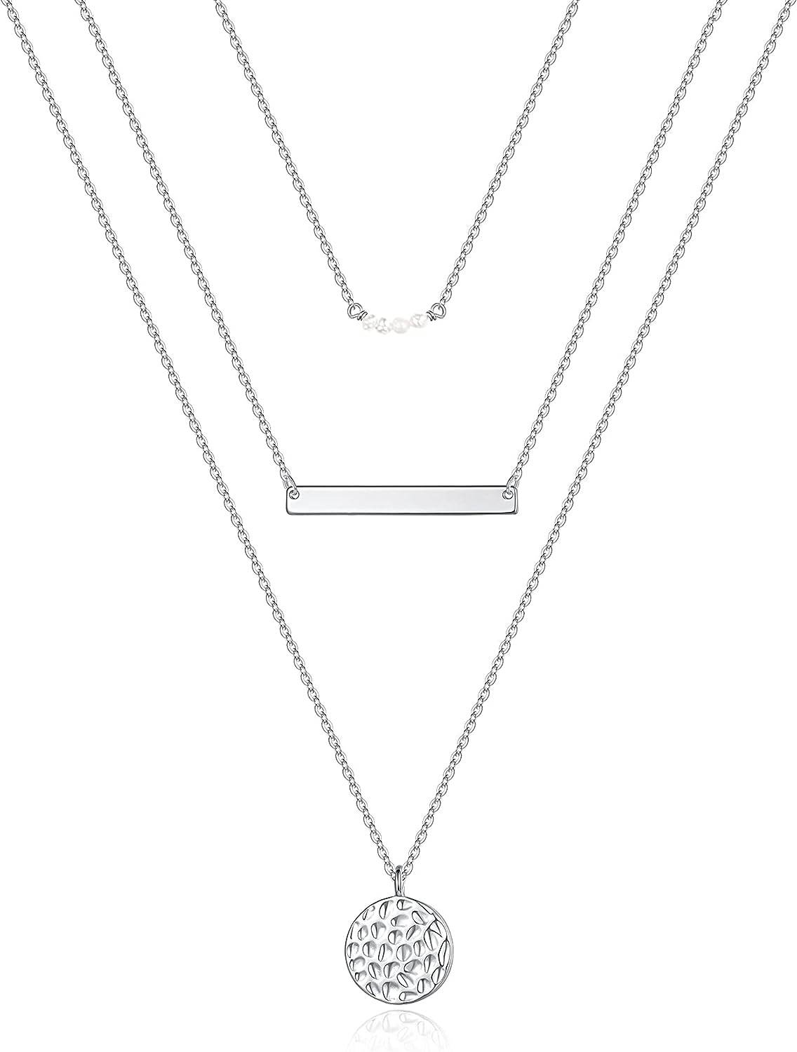 Turandoss Dainty Layered Choker Necklace, Handmade 14K Gold Plated Y Pendant Necklace Multilayer Bar Disc Necklace Adjustable Layering Choker Necklaces for Women - Concordia Style Boutique