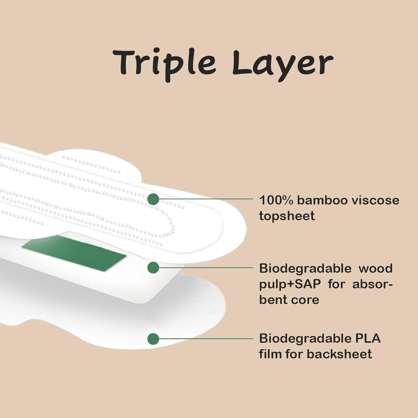 Bamboo Viscose Sanitary Pads with Wings 100% Natural Sanitary Pads Chlorine and Fragrance Free Heavy Absorbency Sanitary Napkins for Women 8 Count - Premium Sanitary Napkins from Concordia Style Boutique - Just $14.30! Shop now at Concordia Style Boutique