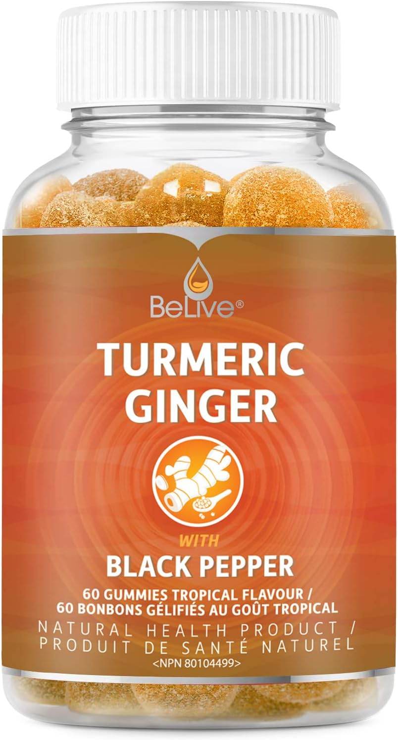 BeLive Turmeric Curcumin with Black Pepper & Ginger - 60 Gummies I Turmeric and Ginger Supplement for Immune Support, Healthy Skin, and Joint Health - Tropical Flavor - Concordia Style Boutique