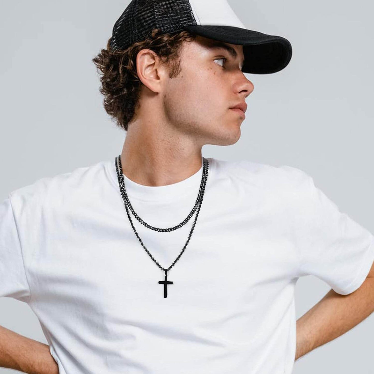 Cross Necklace for Men - Gold/ Black/ Silver Unisex Cross Necklaces - Stainless Steel - Concordia Style Boutique