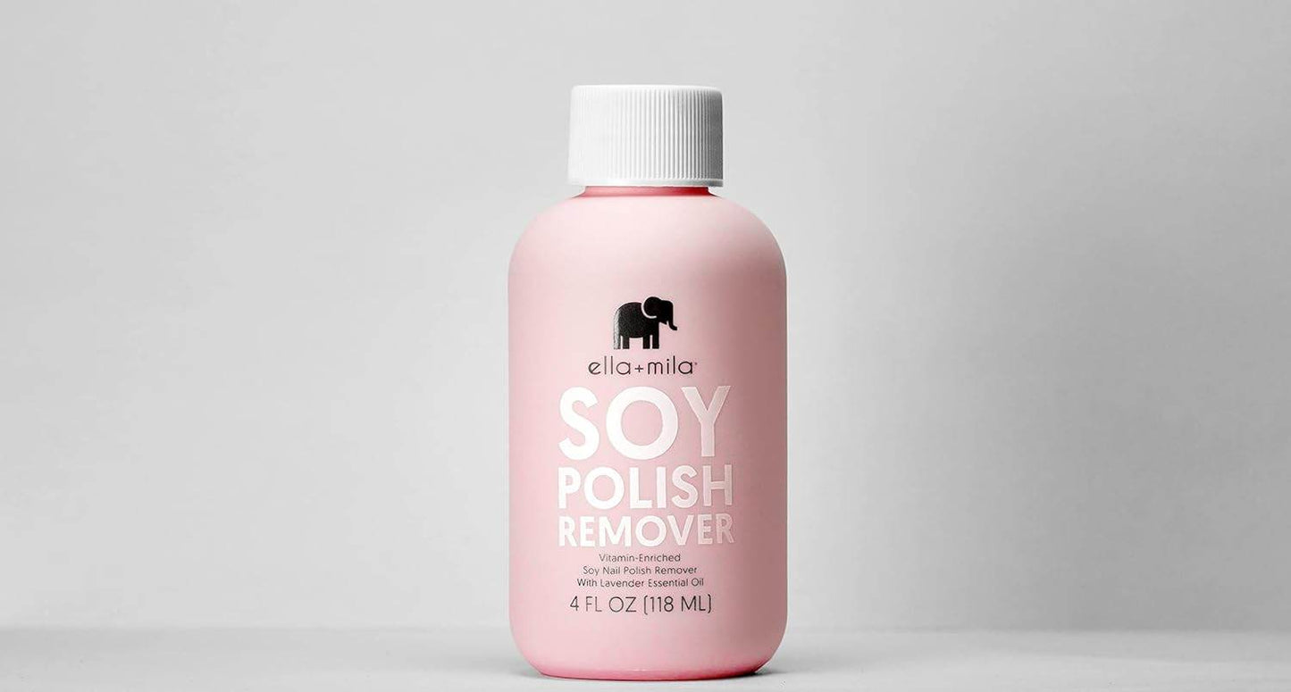 ella+mila Soy Nail Polish Remover Non-Acetone Nail Polish Remover - Non-Toxic Fingernail Polish Remover - Enriched with Lavender Essential Oil & Vitamins A,C & E (4 fl oz) - Concordia Style Boutique