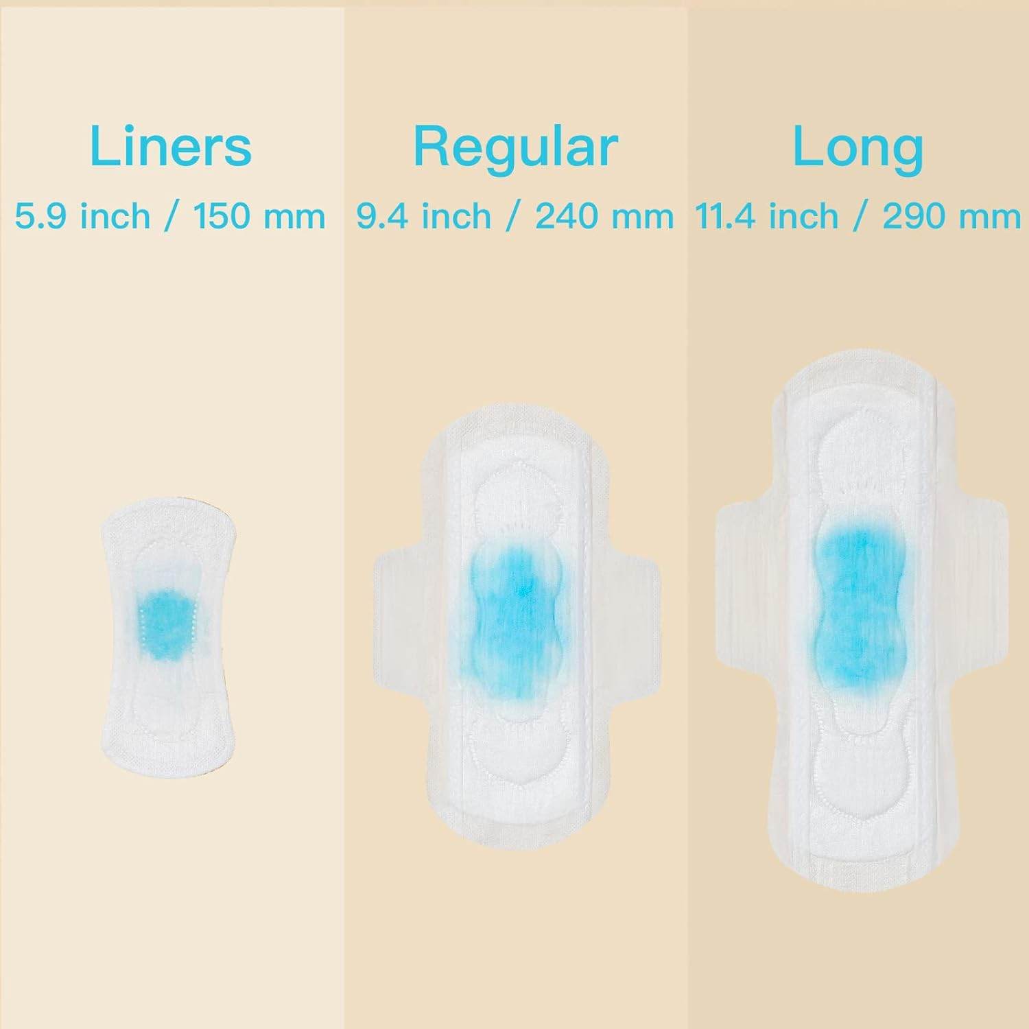 Bamboo Viscose Sanitary Pads with Wings 100% Natural Sanitary Pads Chlorine and Fragrance Free Heavy Absorbency Sanitary Napkins for Women 8 Count - Concordia Style Boutique
