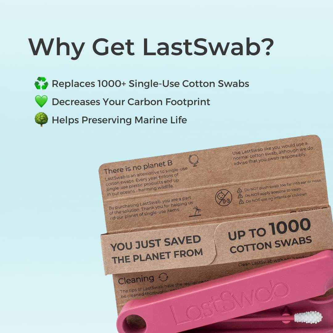 LastSwab® Reusable Cotton Swabs for Ear Cleaning - The Sustainable and Sanitary Alternative to Single-Use Q Tips - Zero Waste and Easy to Clean - Comes with a Convenient Travel Case Holder - Black - Concordia Style Boutique