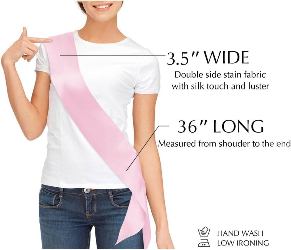 Blank Satin Sash, Plain Sash, Party Decorations, Make Your Own Sash (Pink) - Concordia Style Boutique
