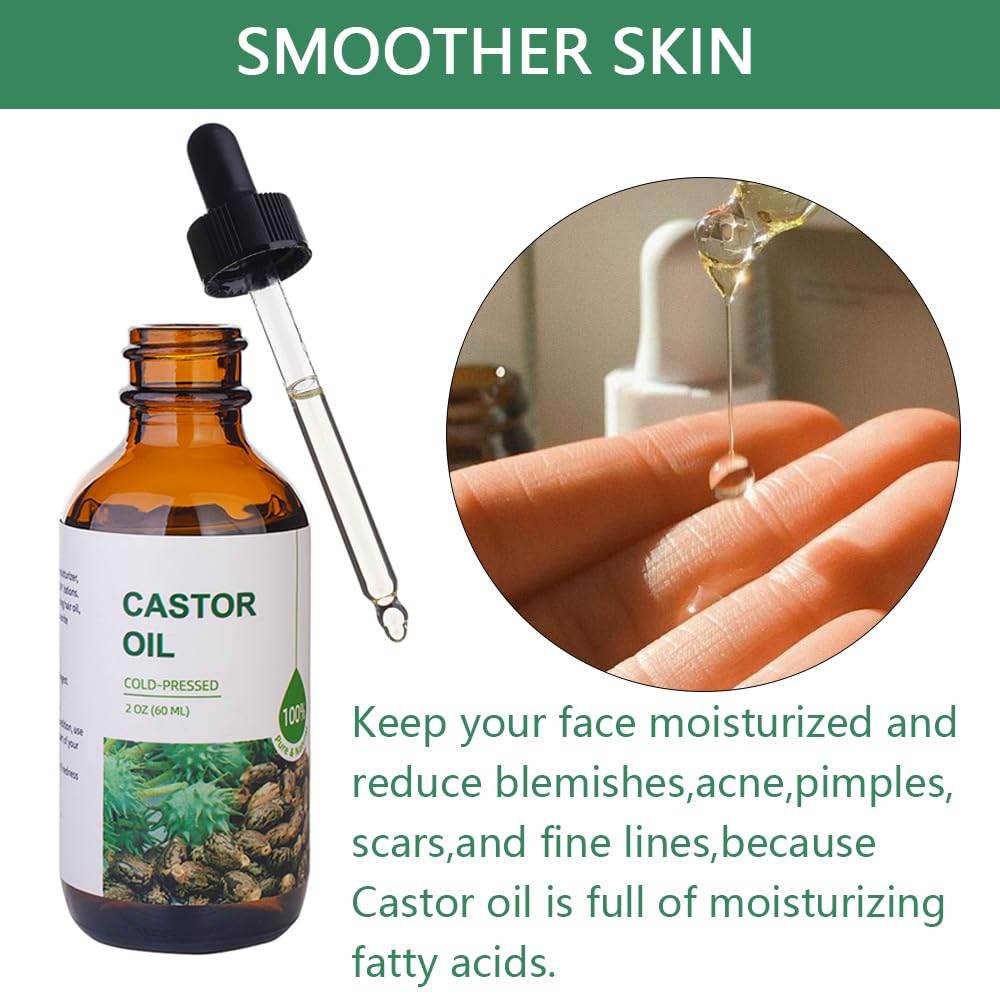 Castor Oil Organic Cold Pressed Unrefined(2oz),100% Pure Natural Jamaican Black Castor Oil for Hair Growth, eyelashes and eyebrows,Skin Moisturizer & Hair Treatment Starter Kit - Concordia Style Boutique