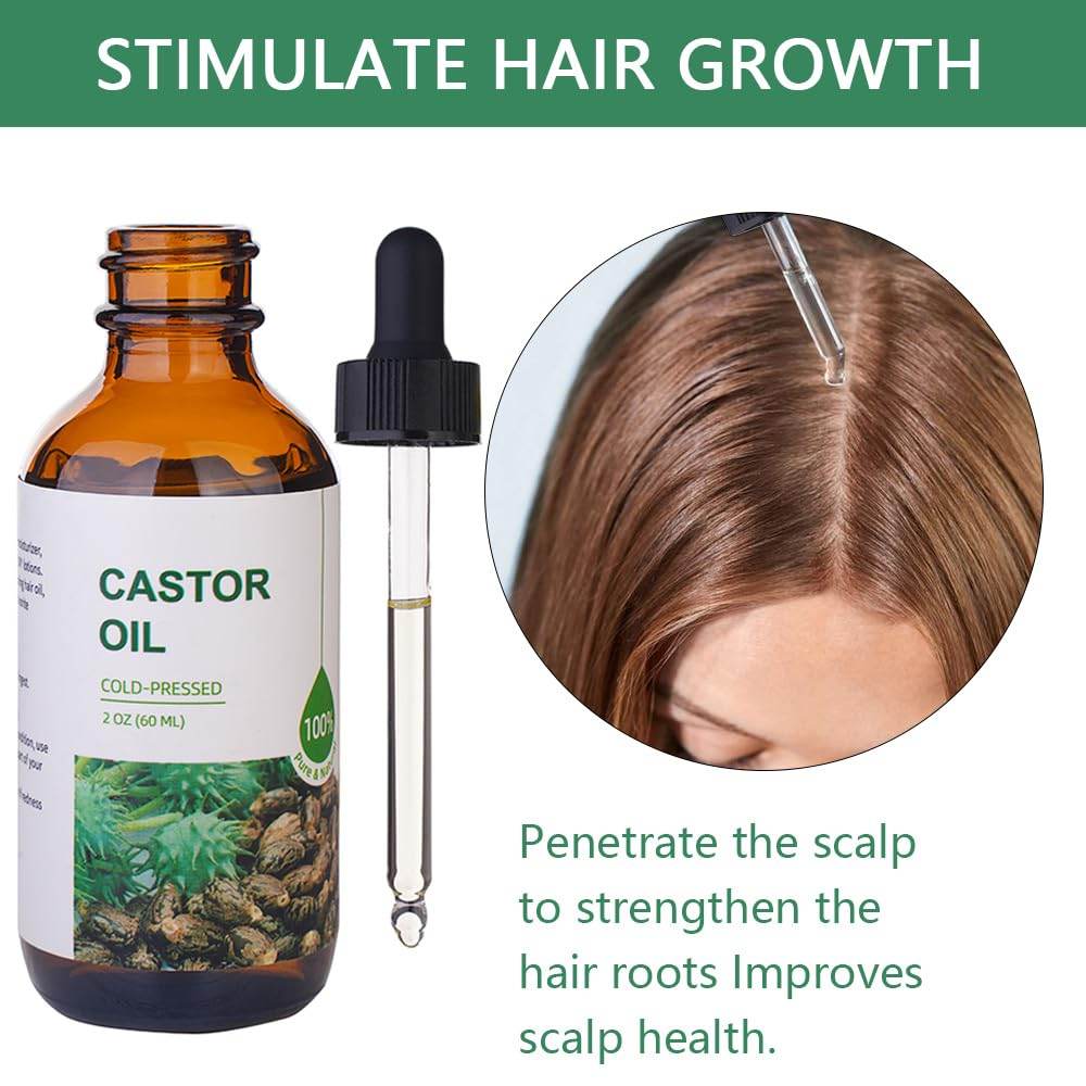 Castor Oil Organic Cold Pressed Unrefined(2oz),100% Pure Natural Jamaican Black Castor Oil for Hair Growth, eyelashes and eyebrows,Skin Moisturizer & Hair Treatment Starter Kit - Concordia Style Boutique