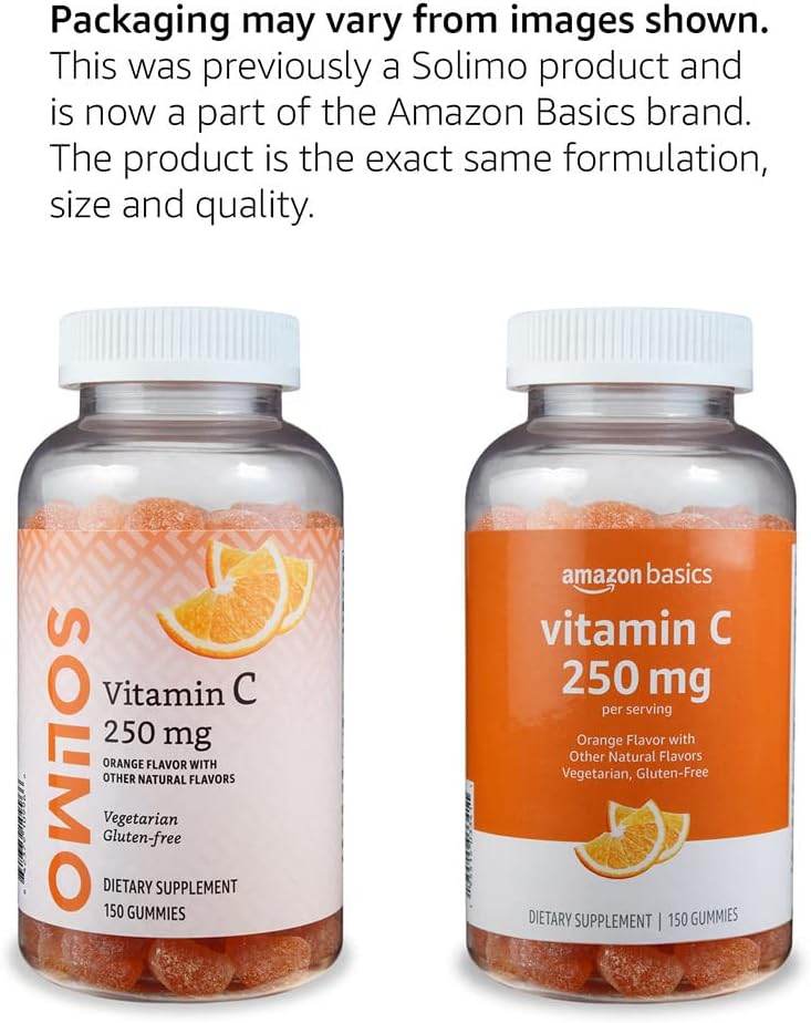 Amazon Basics Vitamin C 250 mg Gummy, Orange, 150 Gummies (2 per Serving), Immune Health (Previously Solimo) - Concordia Style Boutique