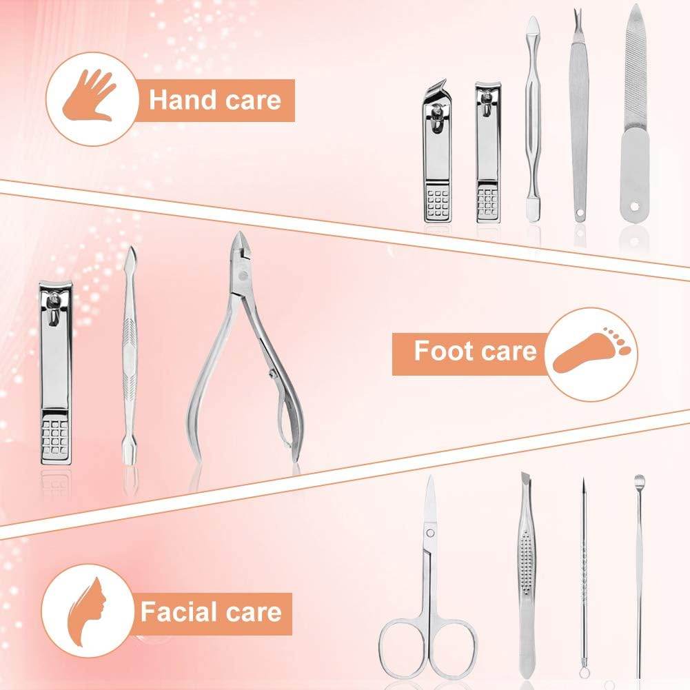 Manicure Set Professional Nail Clippers Set, 12Pcs Manicure Kit Stainless Steel Nail Kit for Women, Pedicure Set Nail Grooming Kit with Travel Case(Rose Gold) - Concordia Style Boutique