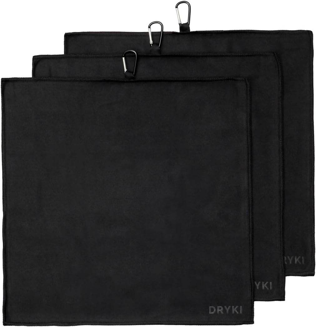 DRYKI - Sweat Absorbing Handkerchiefs - The Original Sport Microfiber Hankies for Wicking Sweat from Hands, Face, Body (Classic Black, 5 Pack) - Concordia Style Boutique