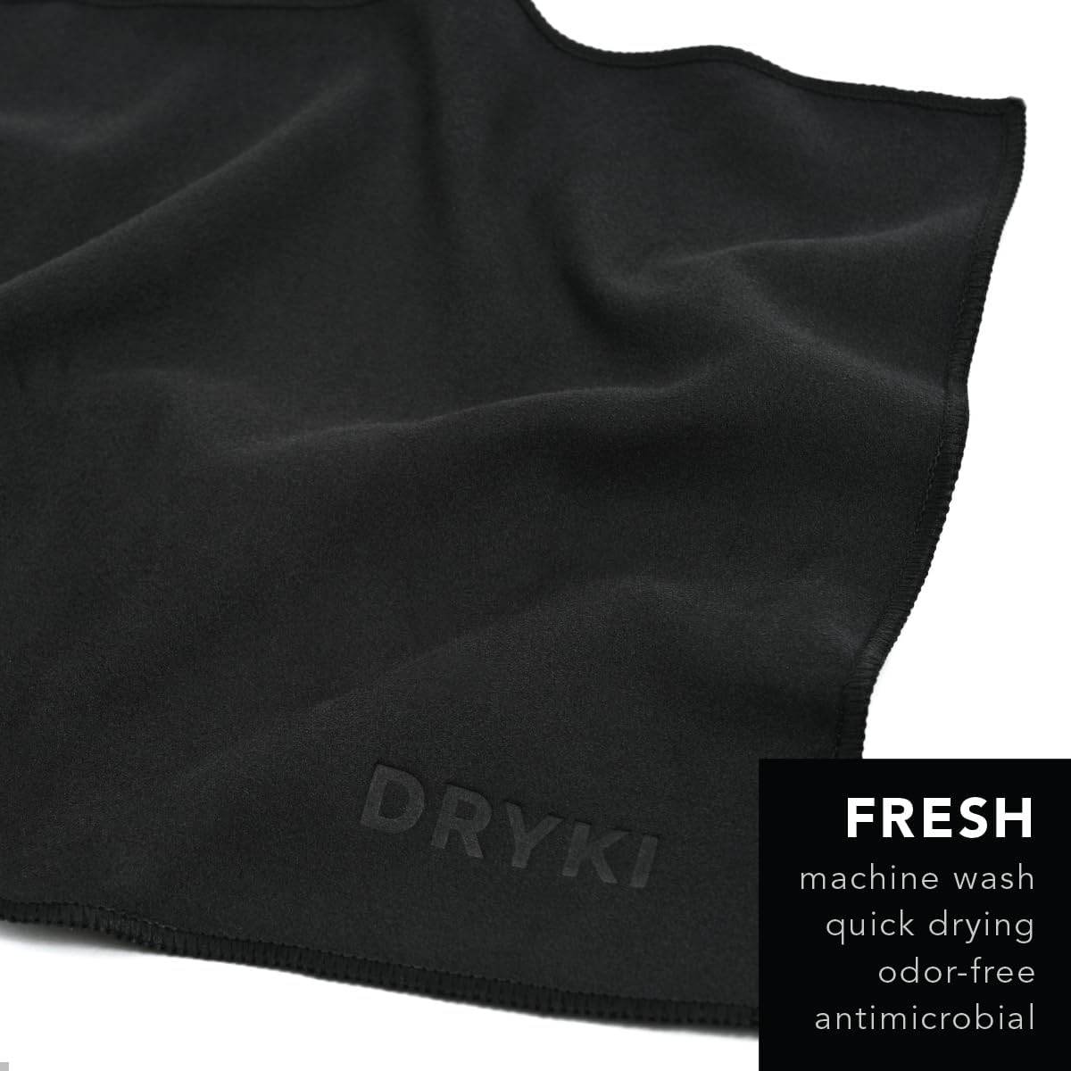 DRYKI - Sweat Absorbing Handkerchiefs - The Original Sport Microfiber Hankies for Wicking Sweat from Hands, Face, Body (Classic Black, 5 Pack) - Concordia Style Boutique