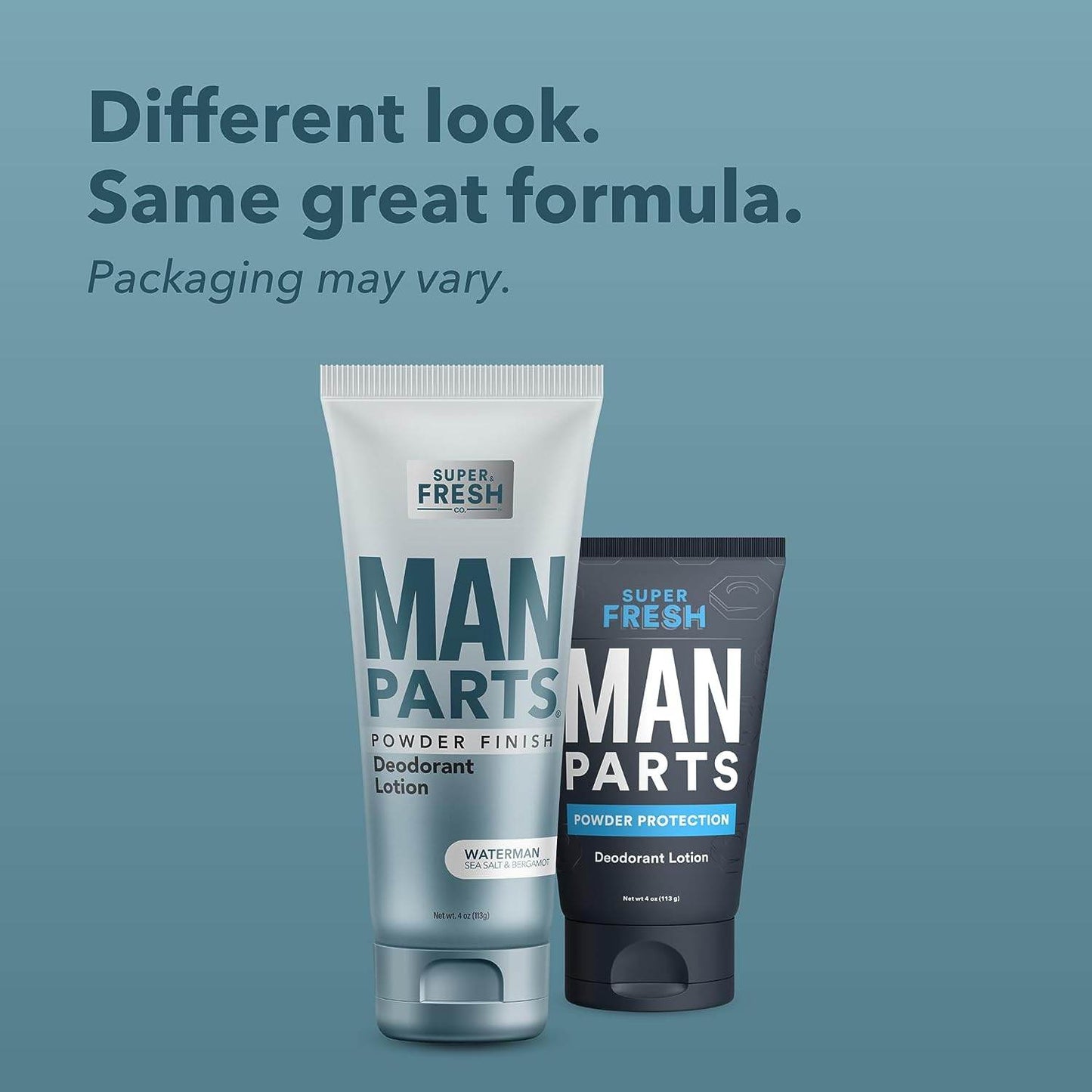 Man Parts - Deodorant for Men - POWDER LOTION - Men's Hygiene Cream for Groin, Butt, & Body - Fresh Control Odor, Anti Chafing, Stop Itch, Absorb Sweat - Aluminum Free - 4 oz Tube - Concordia Style Boutique