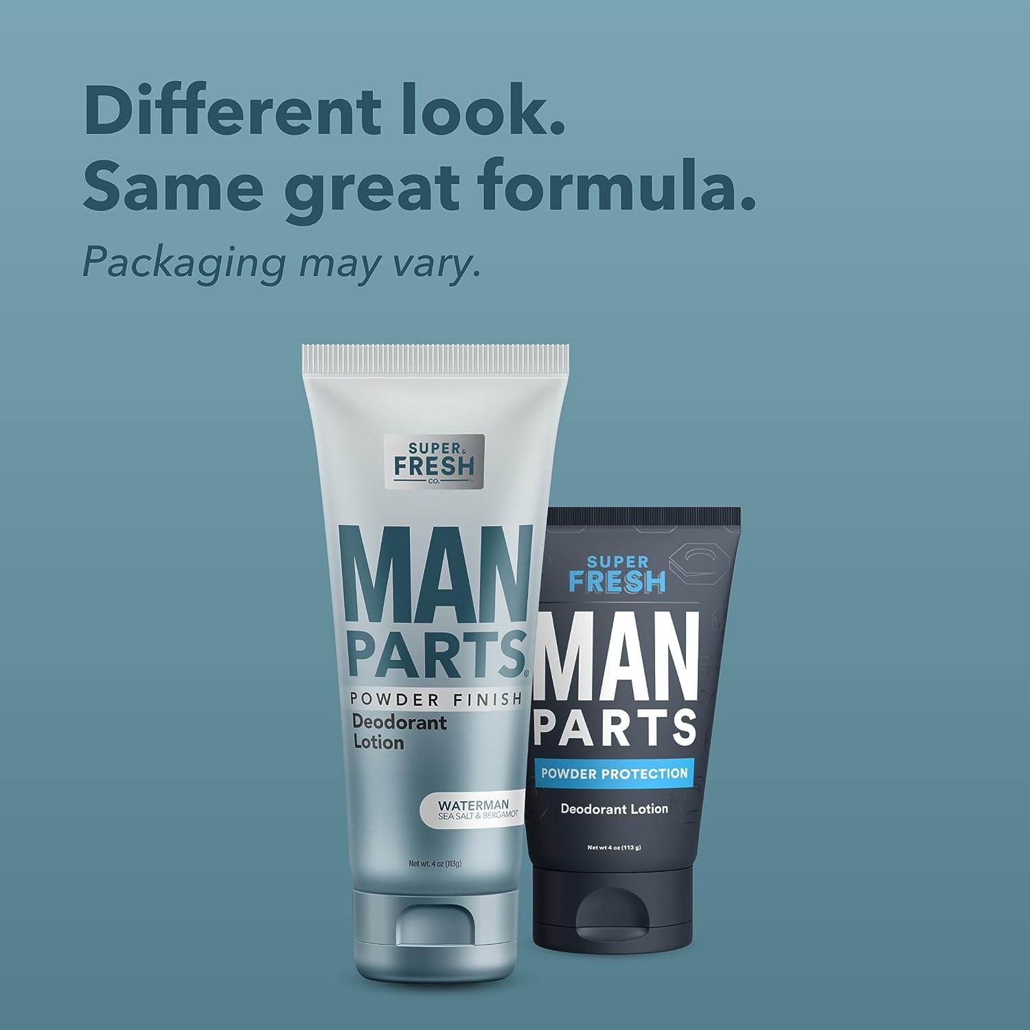 Man Parts - Deodorant for Men - POWDER LOTION - Men's Hygiene Cream for Groin, Butt, & Body - Fresh Control Odor, Anti Chafing, Stop Itch, Absorb Sweat - Aluminum Free - 4 oz Tube - Concordia Style Boutique