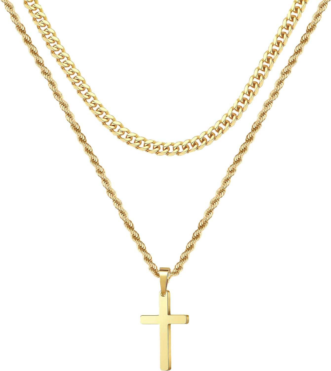 Cross Necklace for Men - Gold/ Black/ Silver Unisex Cross Necklaces - Stainless Steel - Concordia Style Boutique