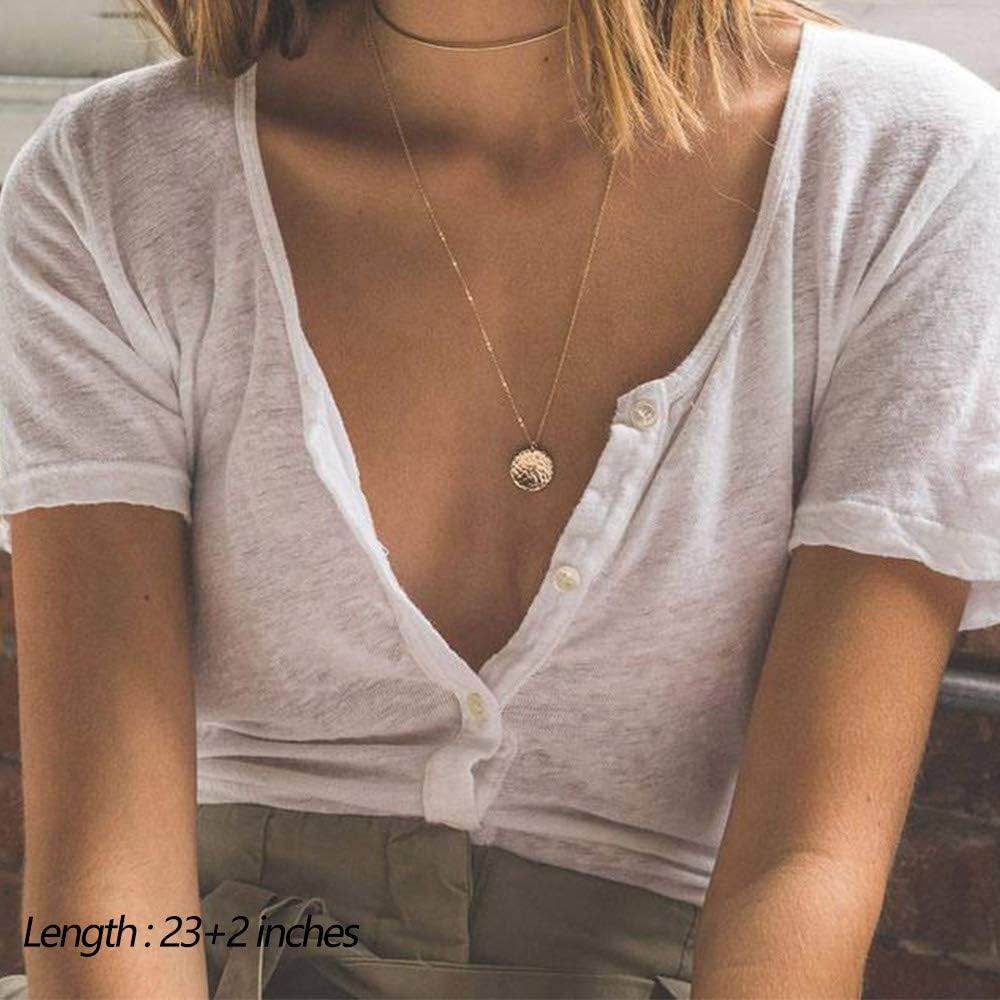 Turandoss Dainty Layered Choker Necklace, Handmade 14K Gold Plated Y Pendant Necklace Multilayer Bar Disc Necklace Adjustable Layering Choker Necklaces for Women - Concordia Style Boutique