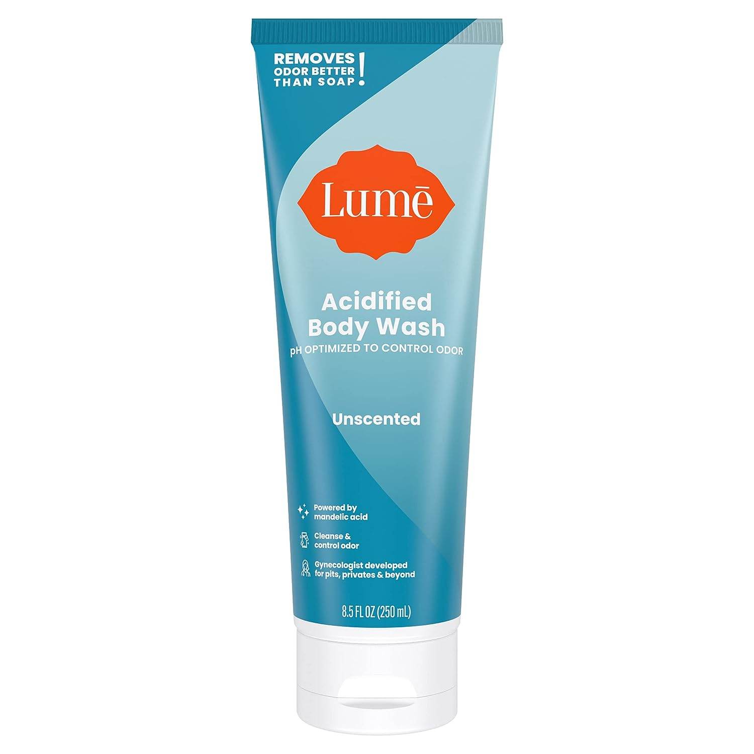 Lume Acidified Body Wash - 24 Hour Odor Control - Removes Odor Better than Soap - Moisturizing Formula - SLS Free, Paraben Free - Safe For Sensitive Skin - 8.5 ounce (Unscented) - Concordia Style Boutique