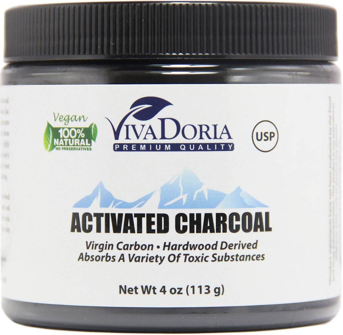 Activated Charcoal Powder, Hardwood Derived, Food Grade - Glass Jar - USA Shipping Only - Concordia Style Boutique