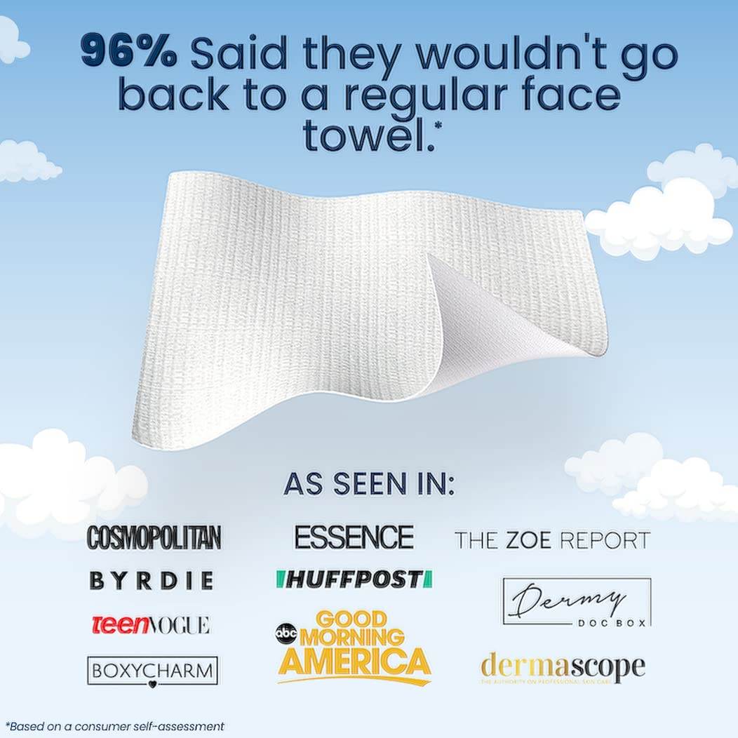 Clean Skin Club Clean Towels | Worlds 1ST Biodegradable Face Towel | Disposable Makeup Removing Wipes | Dermatology Tested & Approved | Vegan & Cruelty Free | Super Soft For Sensitive Skin - Concordia Style Boutique