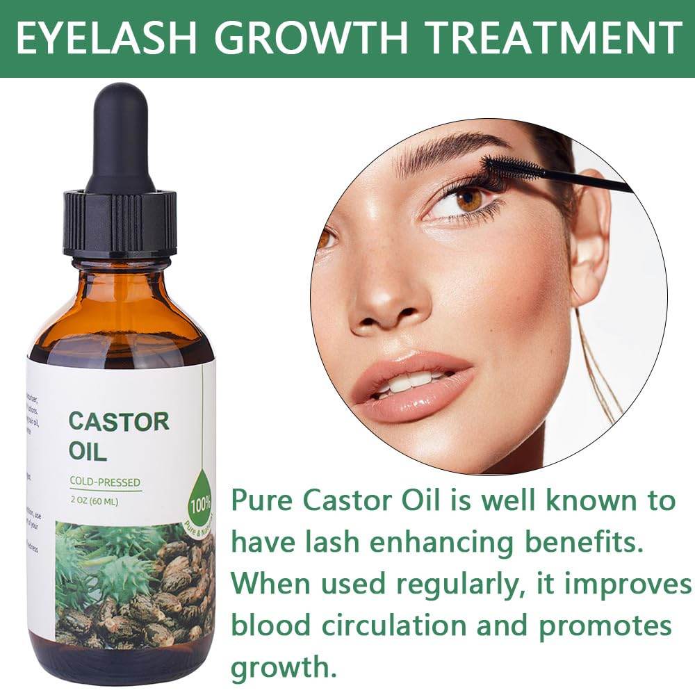 Castor Oil Organic Cold Pressed Unrefined(2oz),100% Pure Natural Jamaican Black Castor Oil for Hair Growth, eyelashes and eyebrows,Skin Moisturizer & Hair Treatment Starter Kit - Concordia Style Boutique