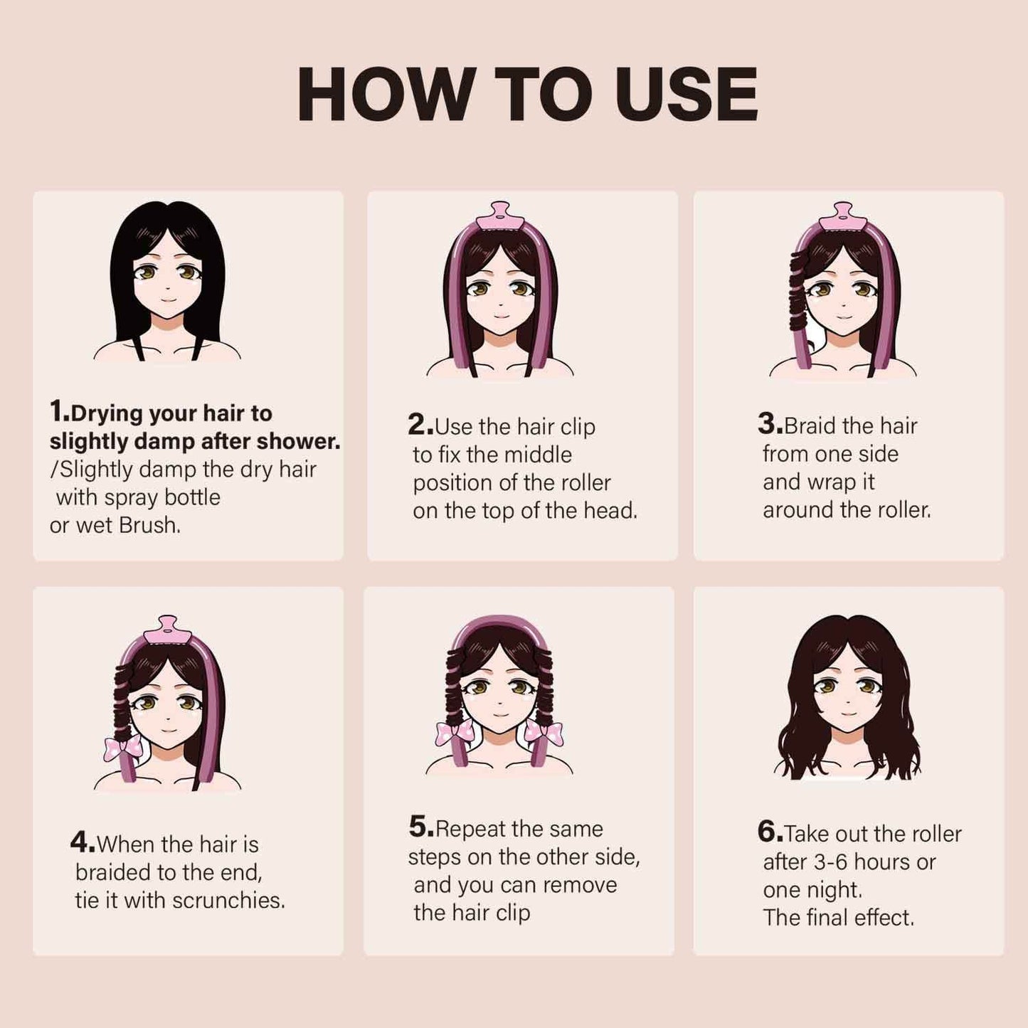 Satin Heatless Hair Curler,Hair Rollers for Curls with Claw Clip,Soft Rubber Curling Rod Headband,Heatless Set Sleep in Overnight (Pink) - Concordia Style Boutique