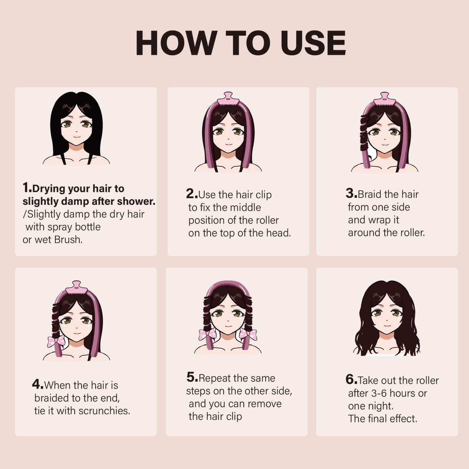 Satin Heatless Hair Curler,Hair Rollers for Curls with Claw Clip,Soft Rubber Curling Rod Headband,Heatless Set Sleep in Overnight (Pink) - Concordia Style Boutique