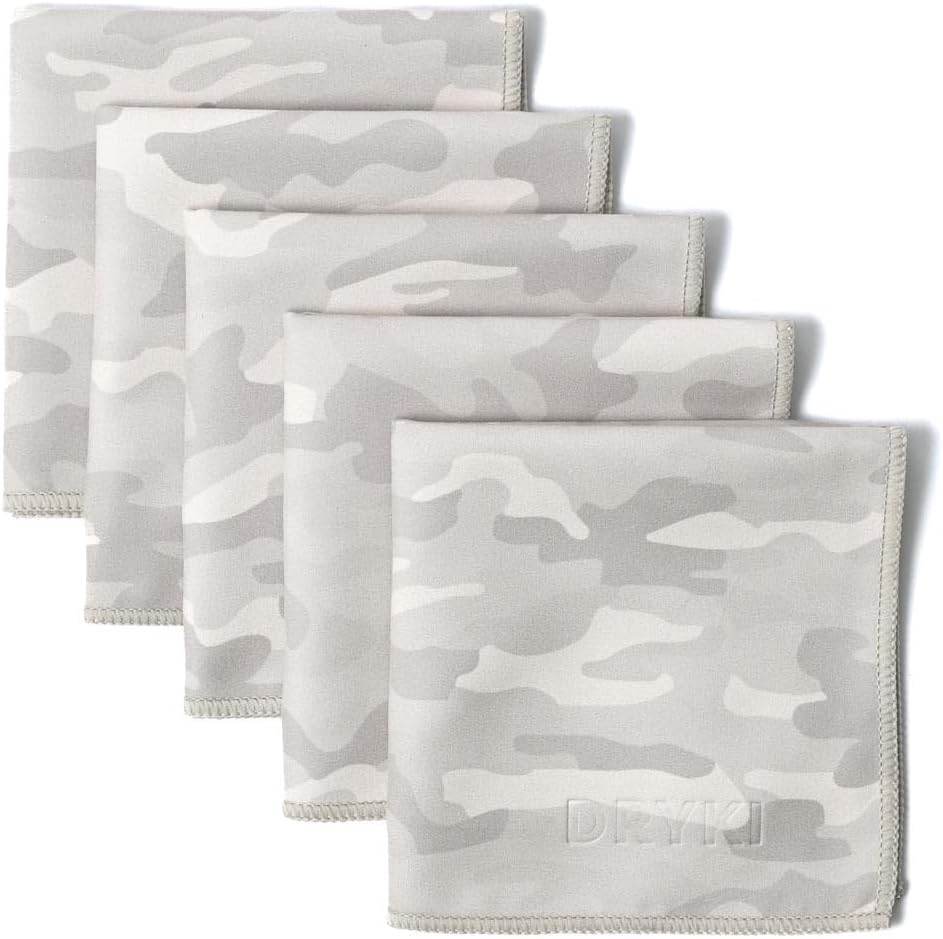 DRYKI - Sweat Absorbing Handkerchiefs - The Original Sport Microfiber Hankies for Wicking Sweat from Hands, Face, Body (Classic Black, 5 Pack) - Concordia Style Boutique