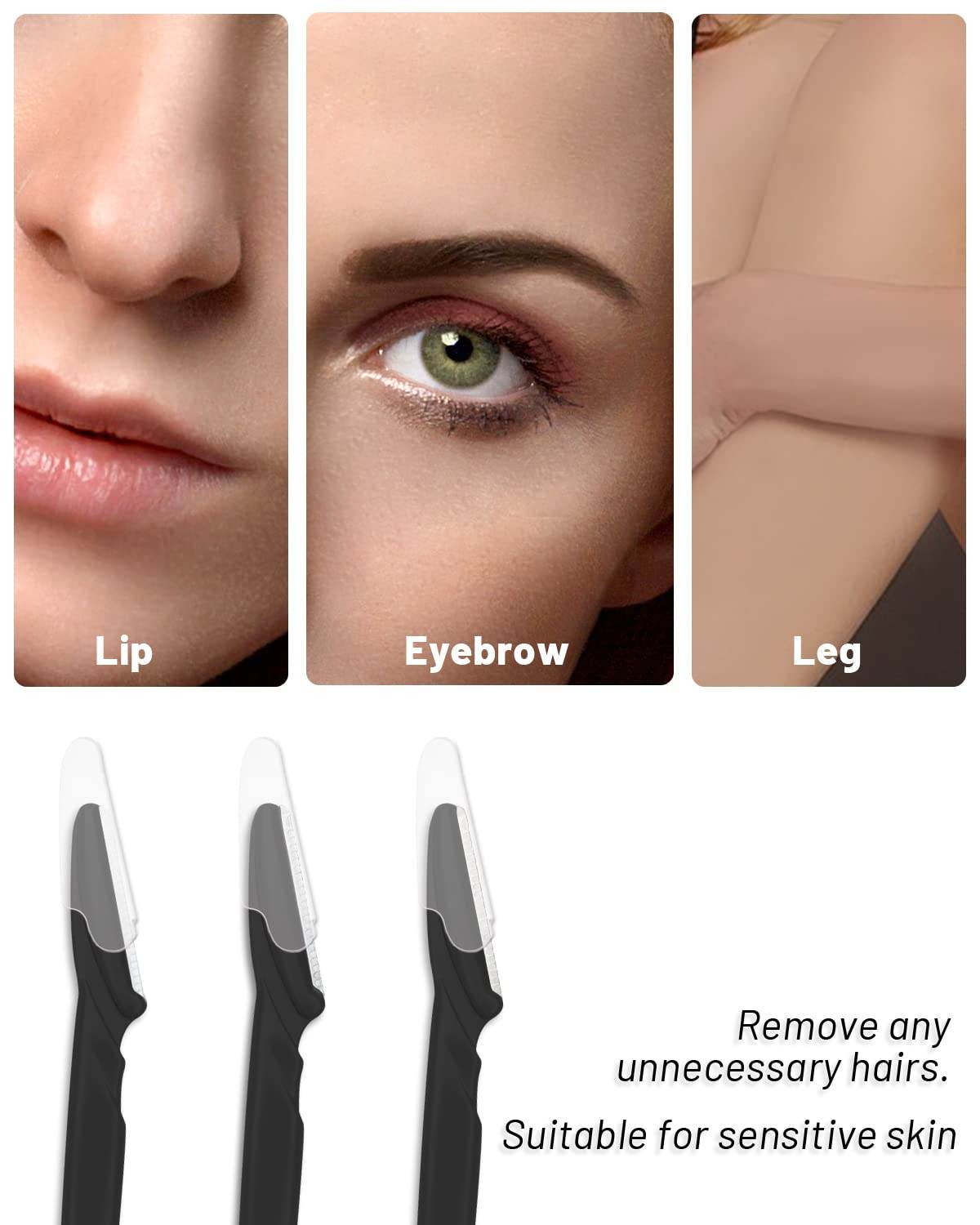 Eyebrow Razor for Women, 30 Pcs Dermaplane Razor for Women Face, Multipurpose Black Face Razors for Women and Men by MoHern - Concordia Style Boutique