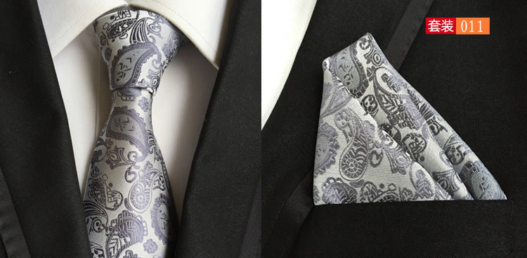 SOURCE Factory in Stock Supply Polyester Large Waist Flower Suit Tie Men's Pocket Square Suit