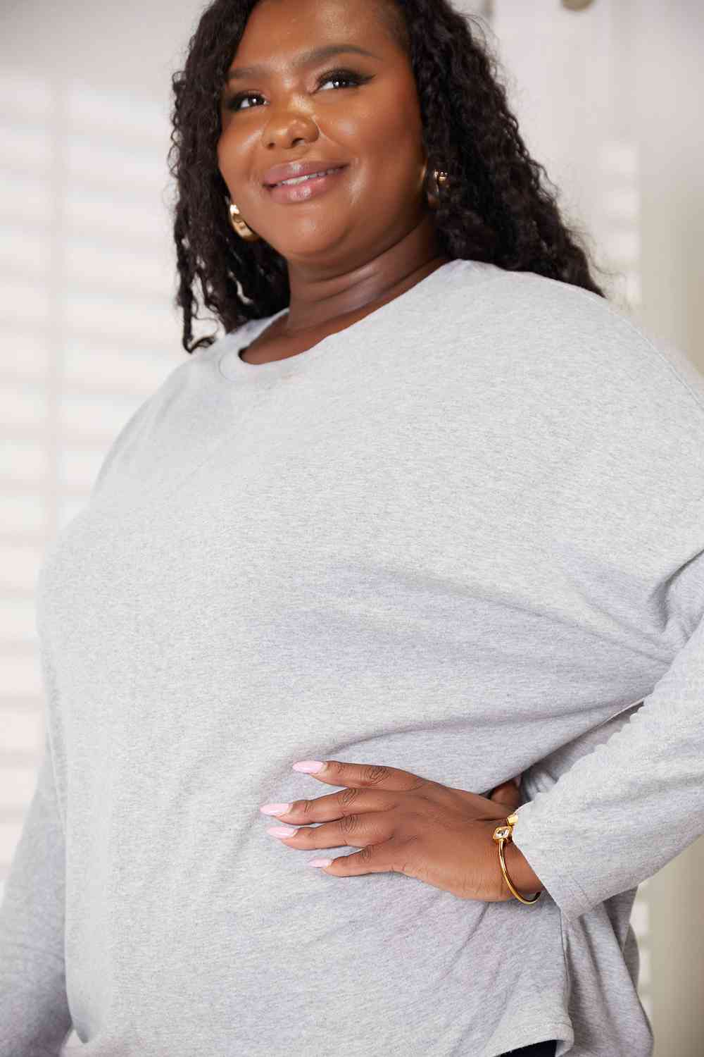 Double Take Seam Detail Round Neck Long Sleeve Top - Concordia Style Boutique