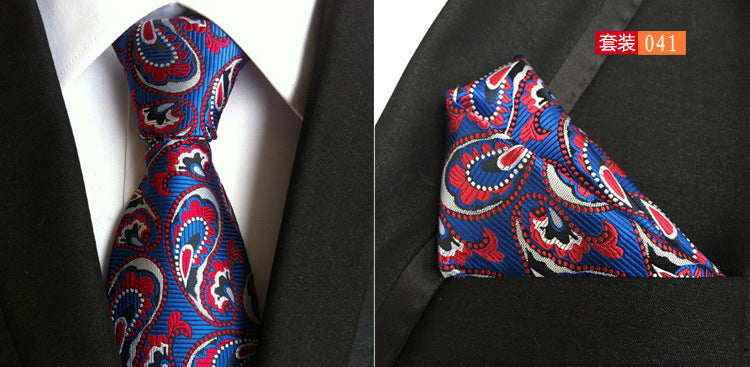 SOURCE Factory in Stock Supply Polyester Large Waist Flower Suit Tie Men's Pocket Square Suit